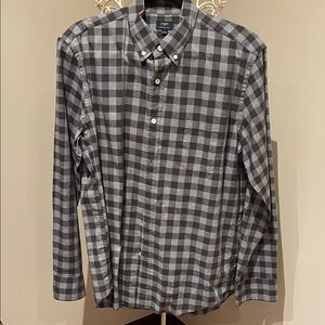 J. Crew Charcoal and Light Gray Checkered Shirt